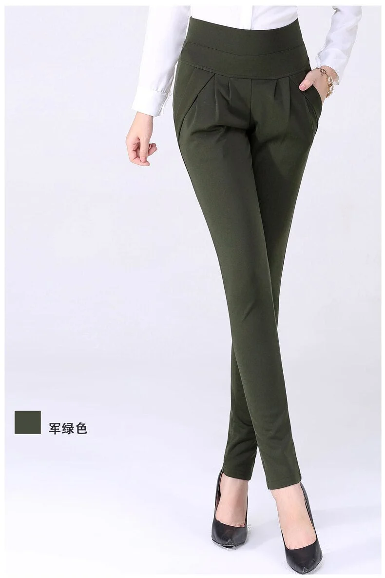 New Autumn Women Casual Loose High Waist Harem Pants Ladies Office Pants Plus Size Trousers S~4XL 5XL 6XL Blue Red Khaki Brown