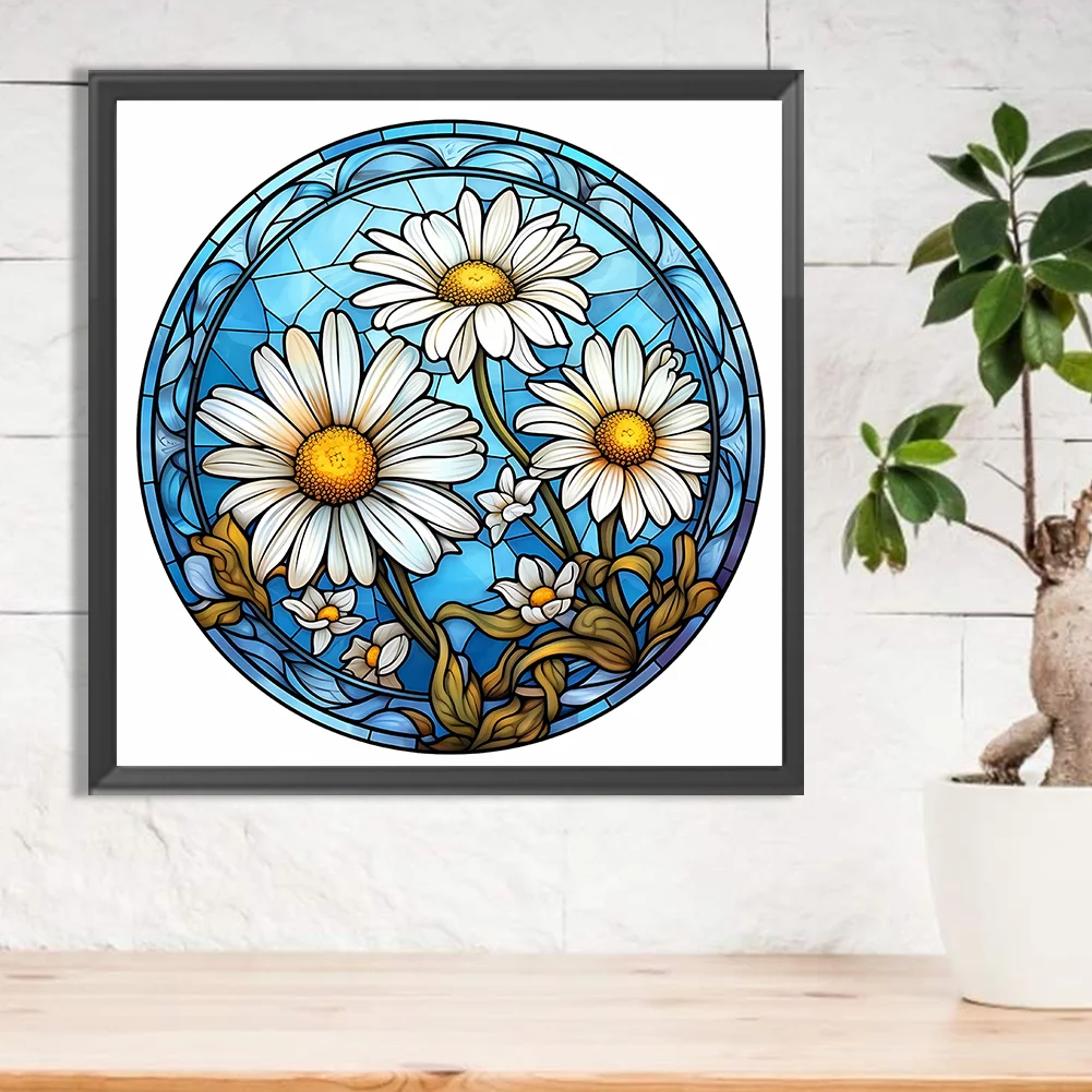 Diamond Painting - Full Round Drill - Stained Glass Flower(30*30cm)