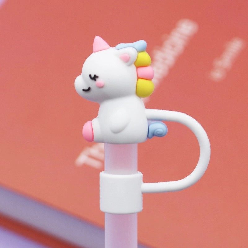 5 Pieces Silicone Straw Cap Flower Cartoon Baiyun Cup Straw Protective Cover Dust Plug 10mm