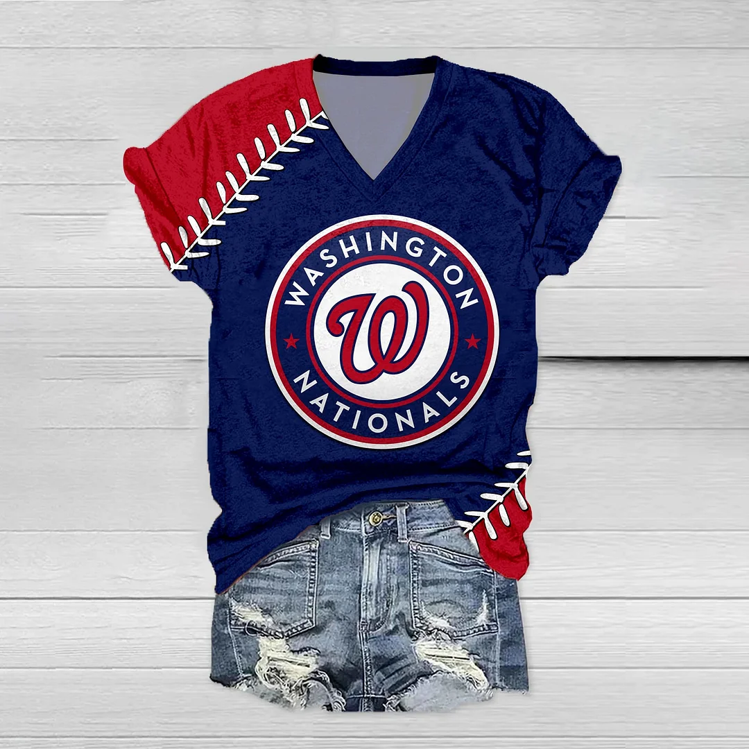 Washington Nationals Print V-Neck T-Shirt