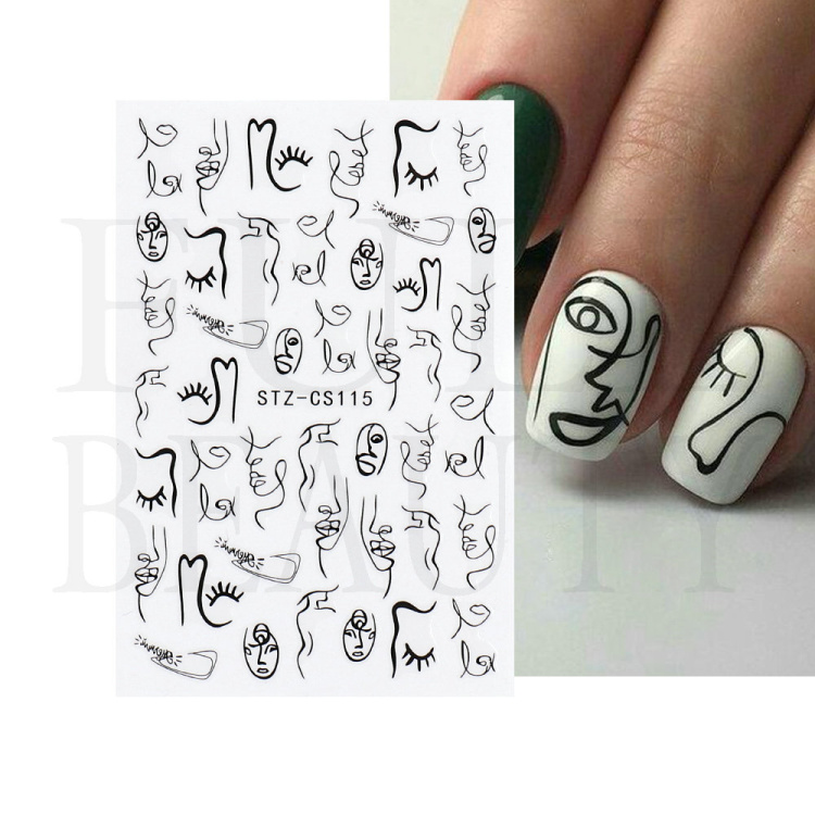 Bayoumowers Pink Marble 3D Nail Stickers Ink Blooming Geometry Lines Adhesive Sliders Watercolor Flower Leaves Nail Art Decals LASTZ-SJ031