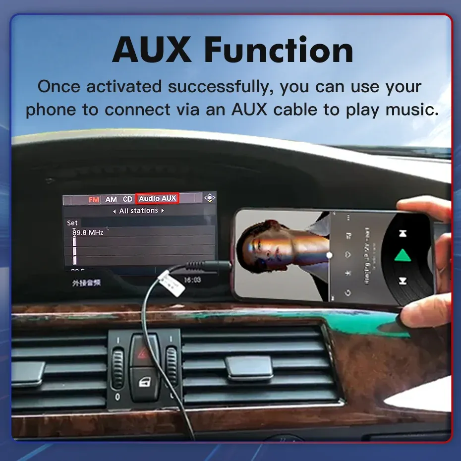 BMW CCC AUX function tested with a 3.5 mm audio cable