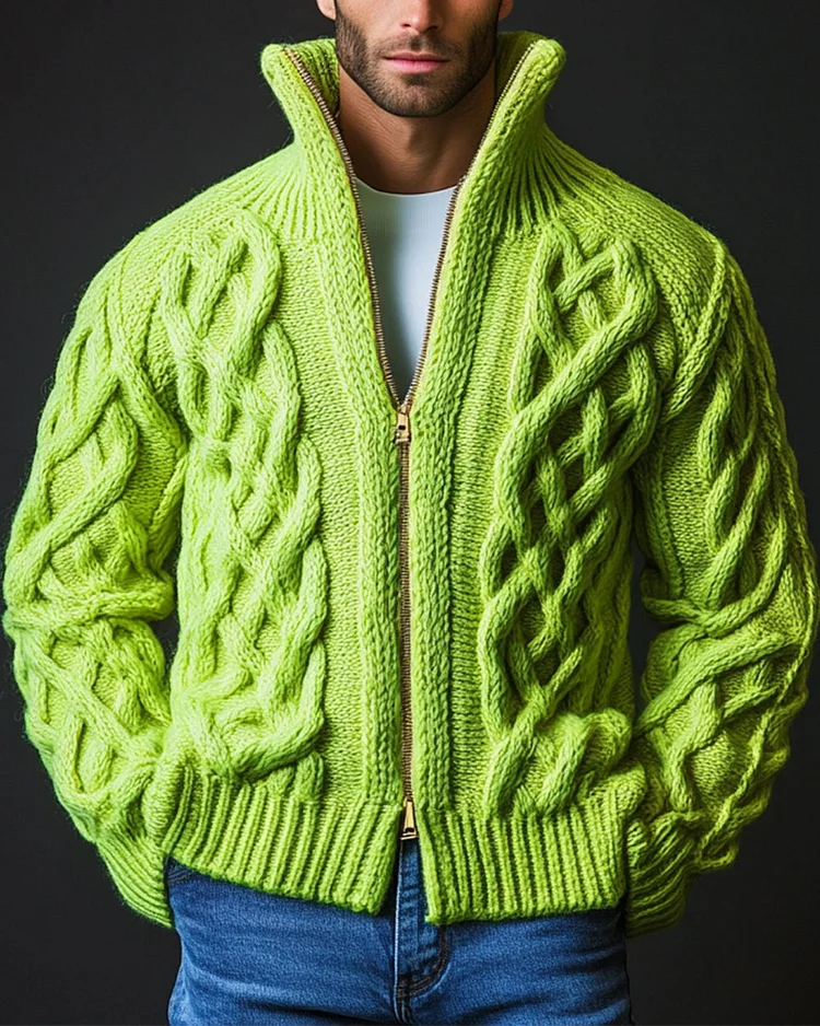 Men’s Casual Zip-Up Knit Long Sleeve Jacket