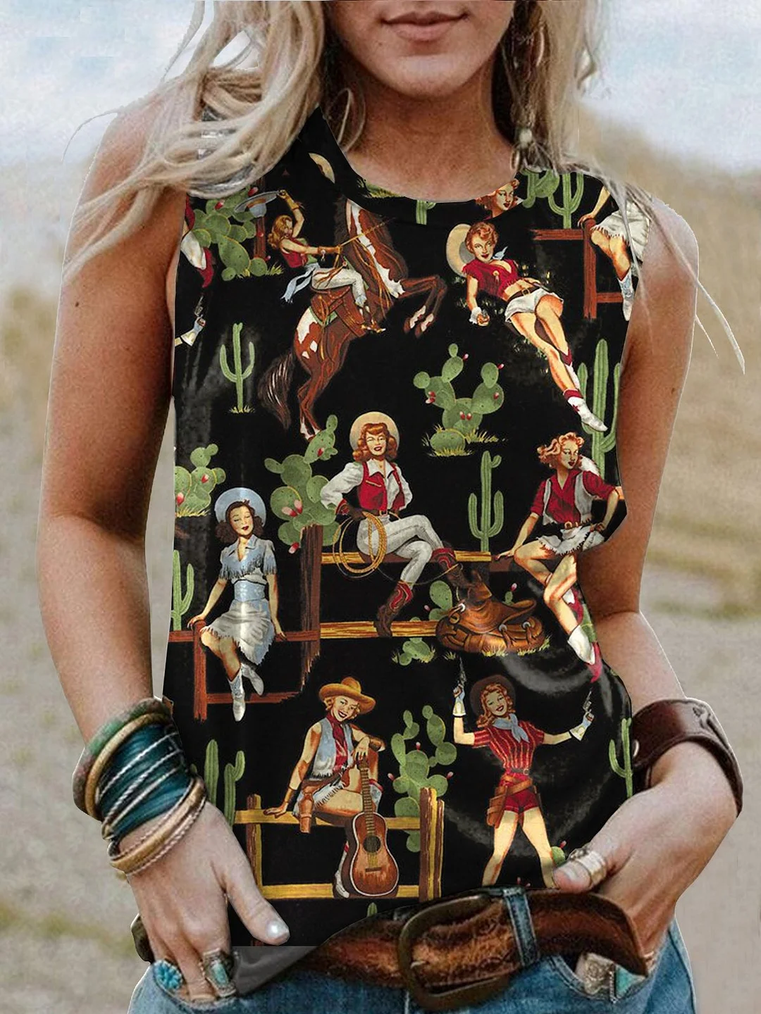 Women's Retro Printed Vest