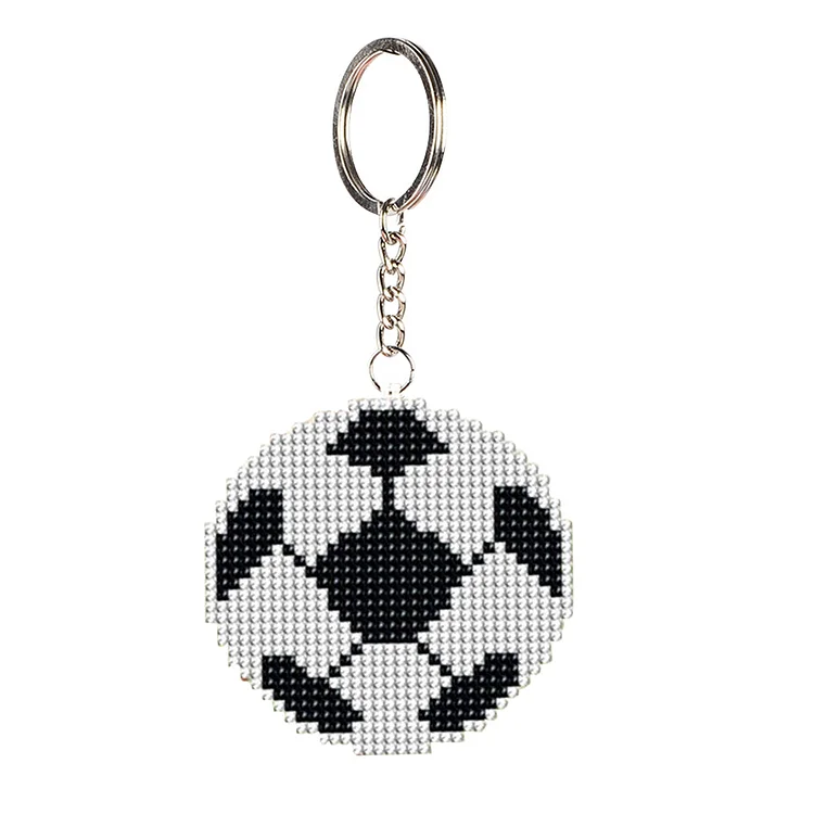 DIY Full Beads Football Printed Cross Stitch Embroidery Keychains Pendants fgoby
