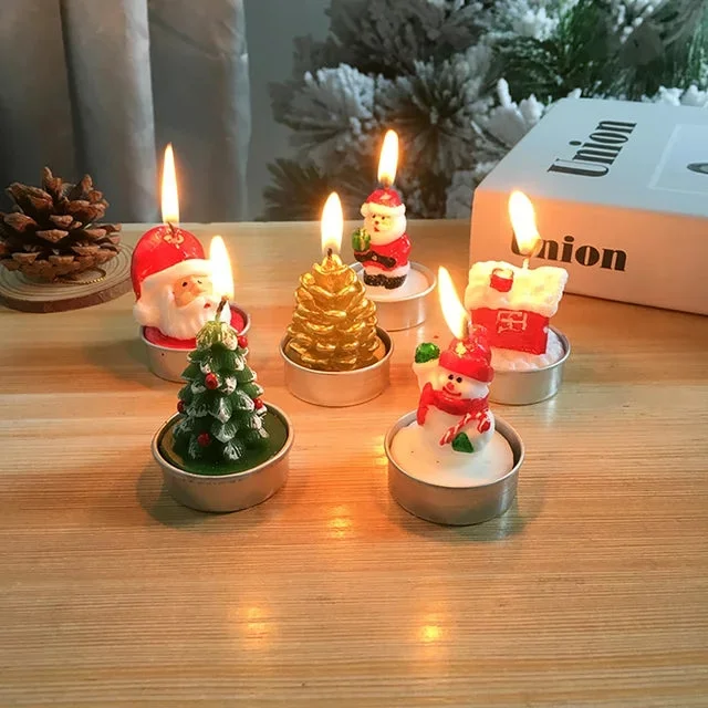 Christmas Candle， Painted Decoration， Christmas Gift，Craft Gift， 6 Pack