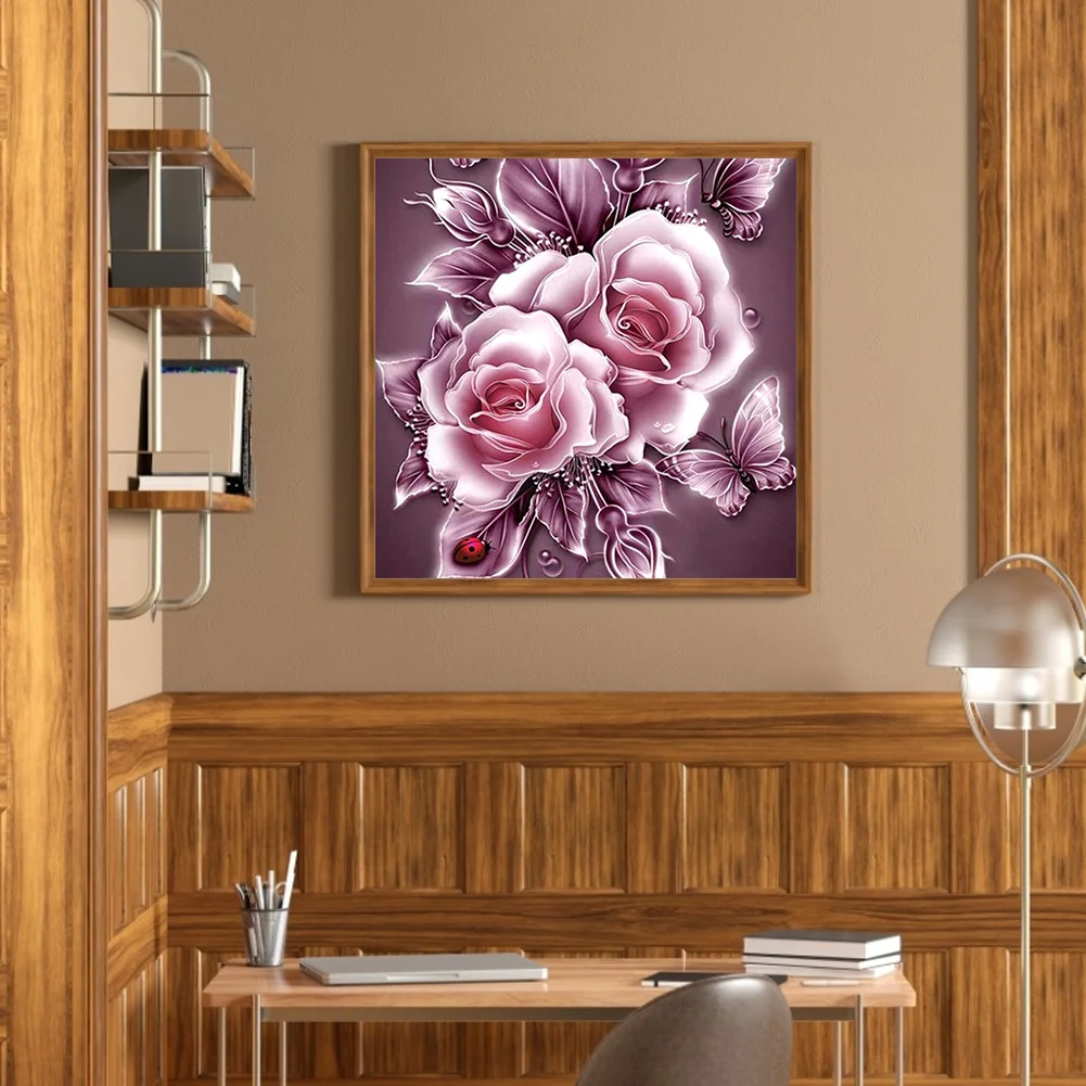 Diamond Painting - Full Round Drill - Pink Rose(30*30cm)