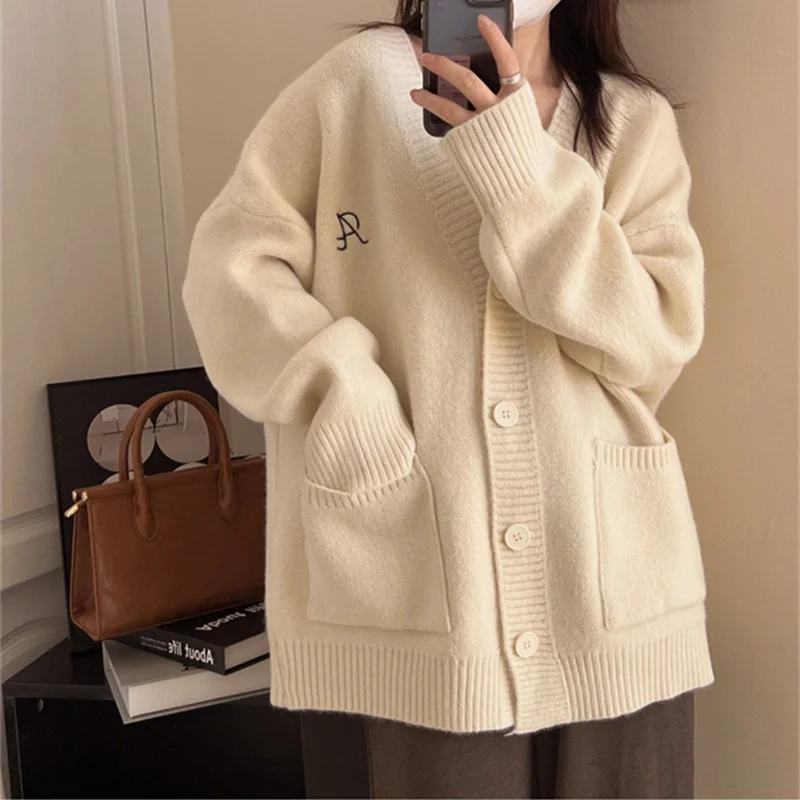 Churchf Churchf Women's Wear Fall / Winter 2024 New Large Pocket Knit Cardigan Top