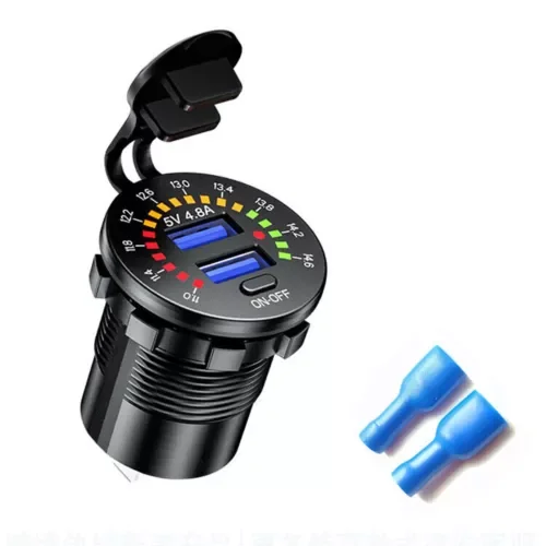 Dronehint 5V 4.8A Dual-USB Car Fast-Charging Charger Socket W/ LED Voltmeter Display Parts (For: Acura) Parts