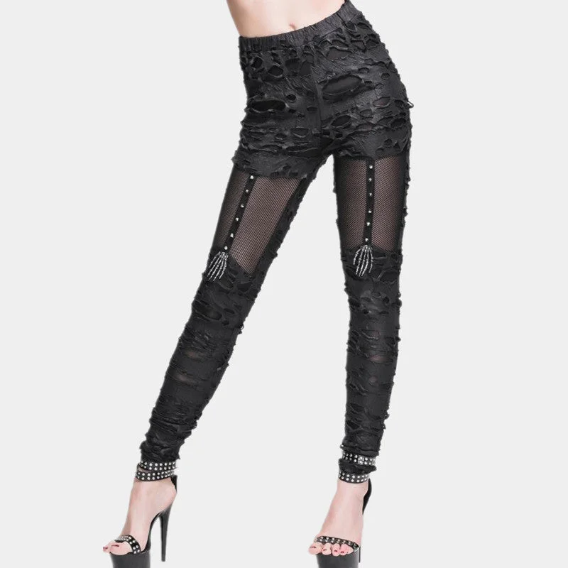 Slash Distressed Mesh Tattered Leggings