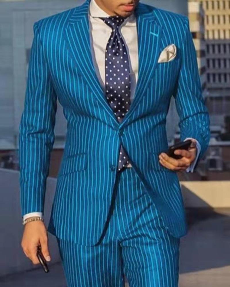 Men's Casual Multi-color Stripes Elegant Blazer