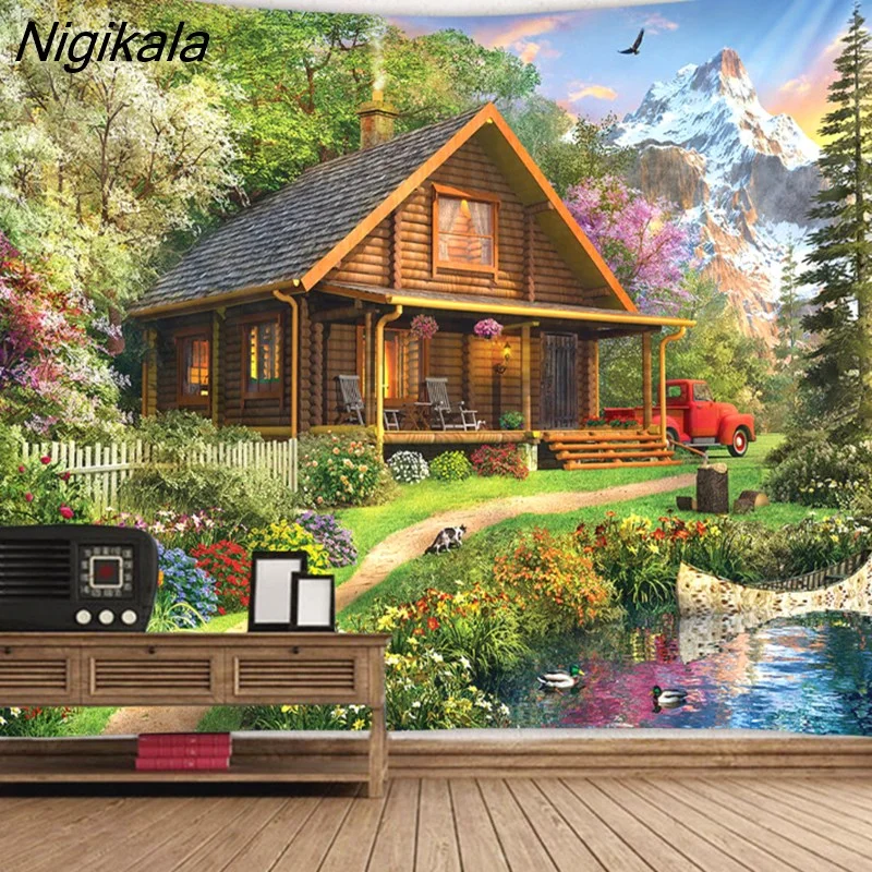 Nigikala Fairy Tale Animal Forest Wall Tapestry Art Decor Blanket Curtain Hanging Home Bedroom Living Room Decoration