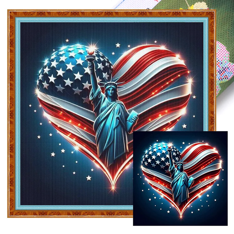 【Huacan Brand】Statue of Liberty 40*40cm 11CT Stamped Canvas Cross Stitch gbfke
