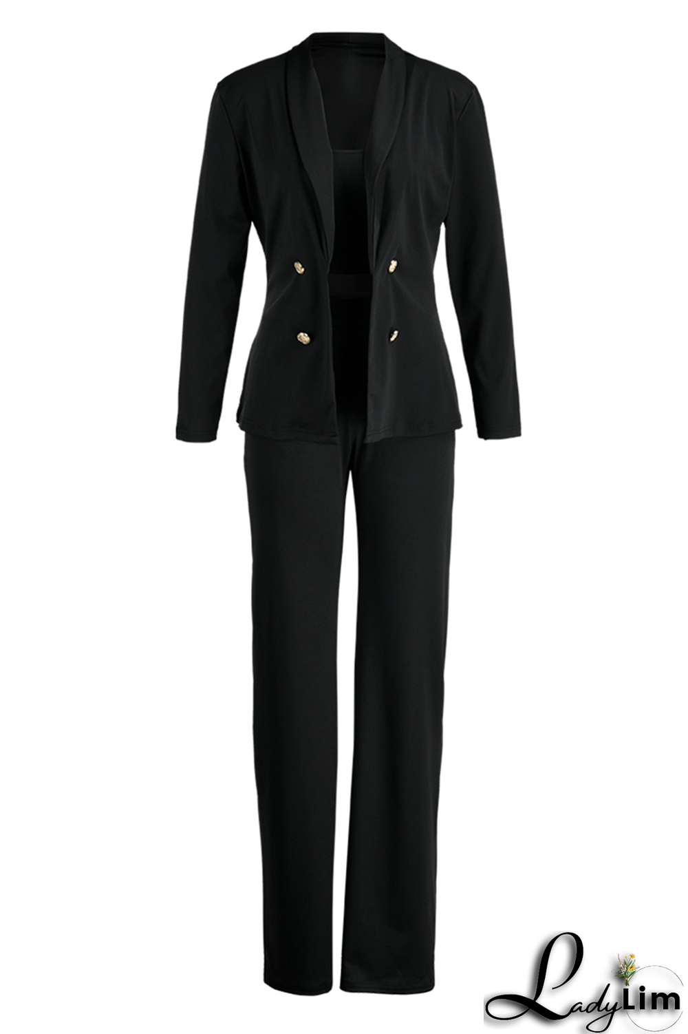 Yellow Casual Solid Patchwork Turndown Collar Long Sleeve Three Pieces