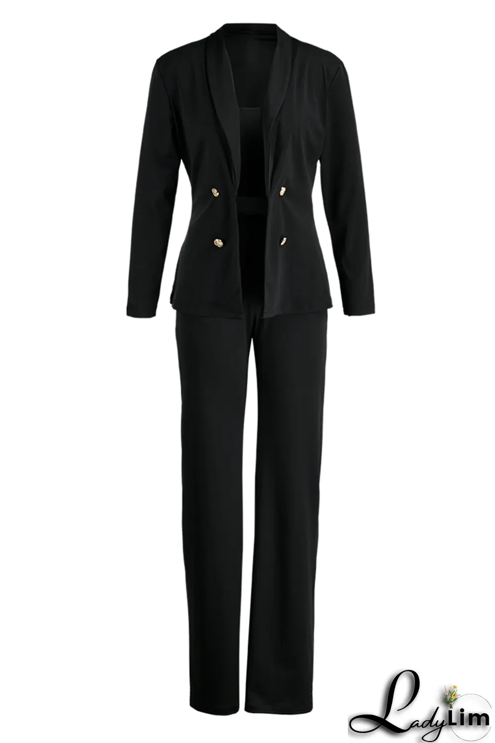 Yellow Casual Solid Patchwork Turndown Collar Long Sleeve Three Pieces