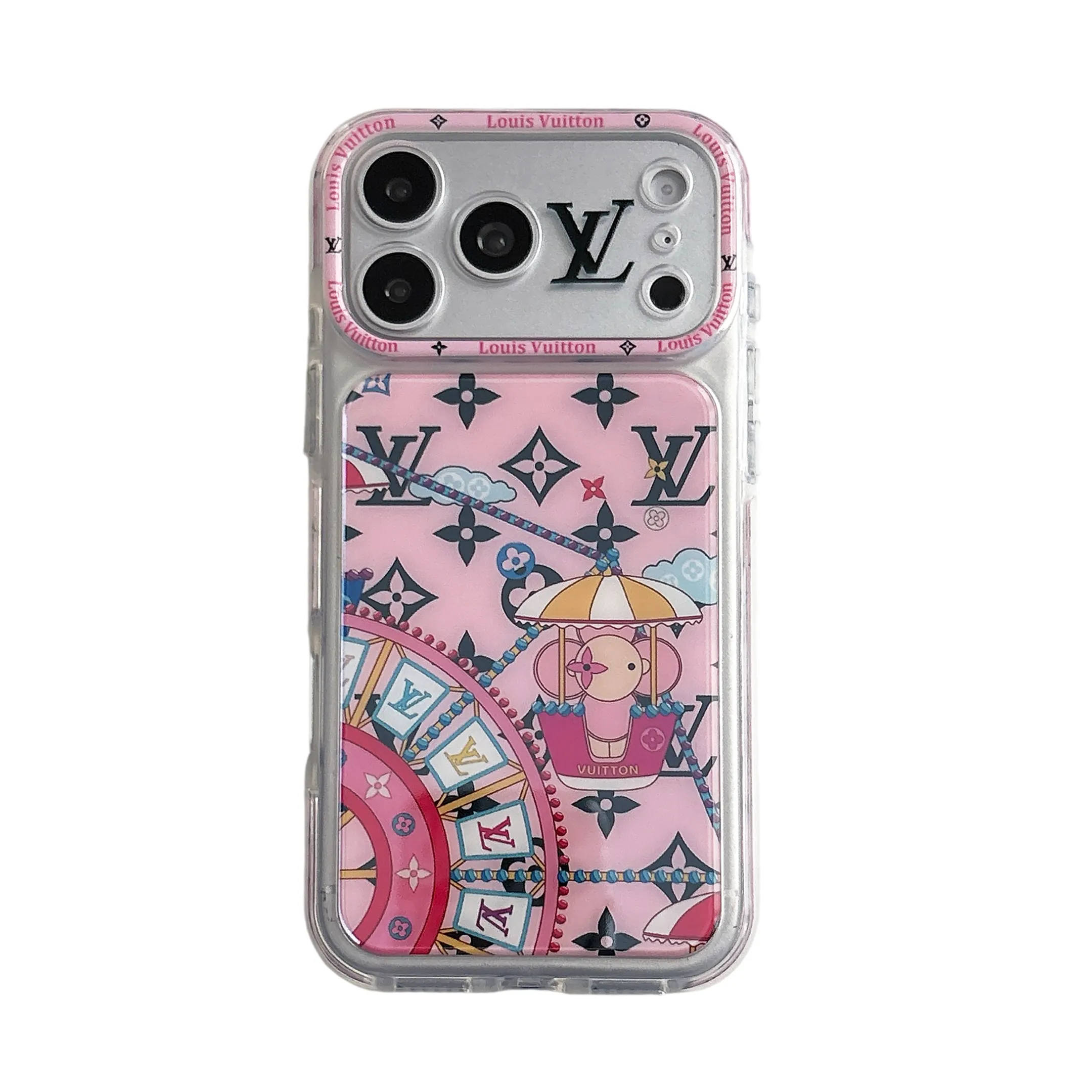 LV Pink Whimsical Balloon Clear Bumper Case for iPhone 17/16/15 Series