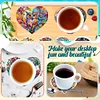 6Pcs/set Diamond Painting Wooden Love Animals Coaster Cup Cushion With Holder
