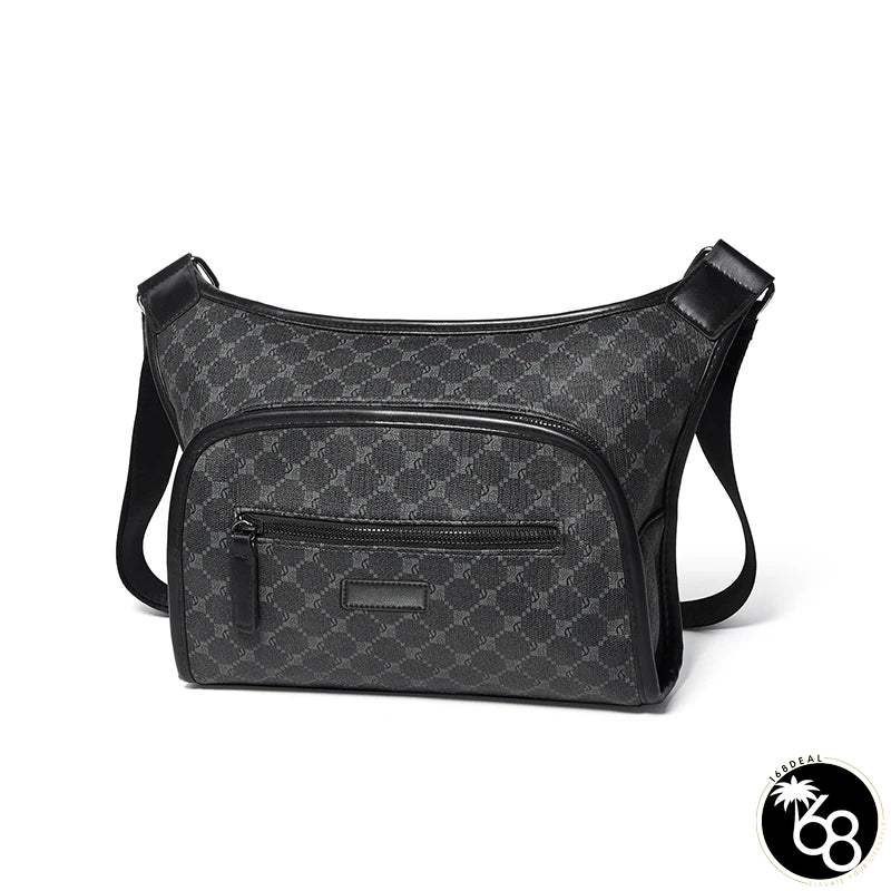 Men's PU Zipper Closure Letter Pattern Messenger Shoulder Bag | 168DEAL