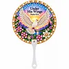 8Pcs DIY Diamond Painting Church Handheld Fans, Christian Bible Verse Scripture Hand Fans with Plastic Handles, Religious Inspirational Church Welcome Gifts for Visitors, Women Men, Bridal Shower Guest Favors
