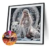 Snow Queen and Tiger Partial Drill Diamond Painting Kit 30x30cm Special Shaped Diamonds DIY Craft for Adults Beginners Home Decor