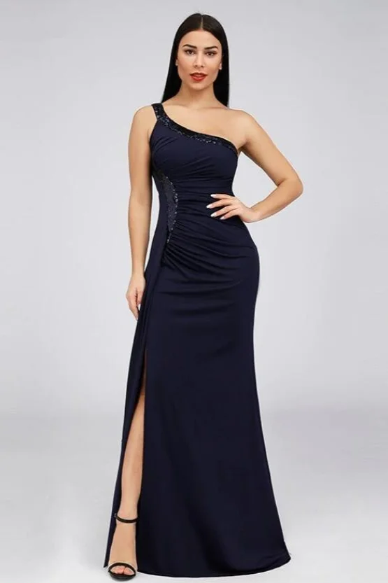 Gorgeous One Shoulder Mermaid Prom Dress Sequins Long Evening Gowns ...