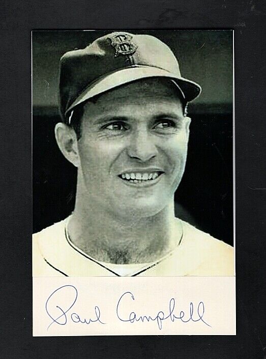 1941-46 PAUL CAMPBELL-BOSTON RED SOX AUTOGRAPHED CUT W/ GLOSSY Photo Poster painting-(d.2006)