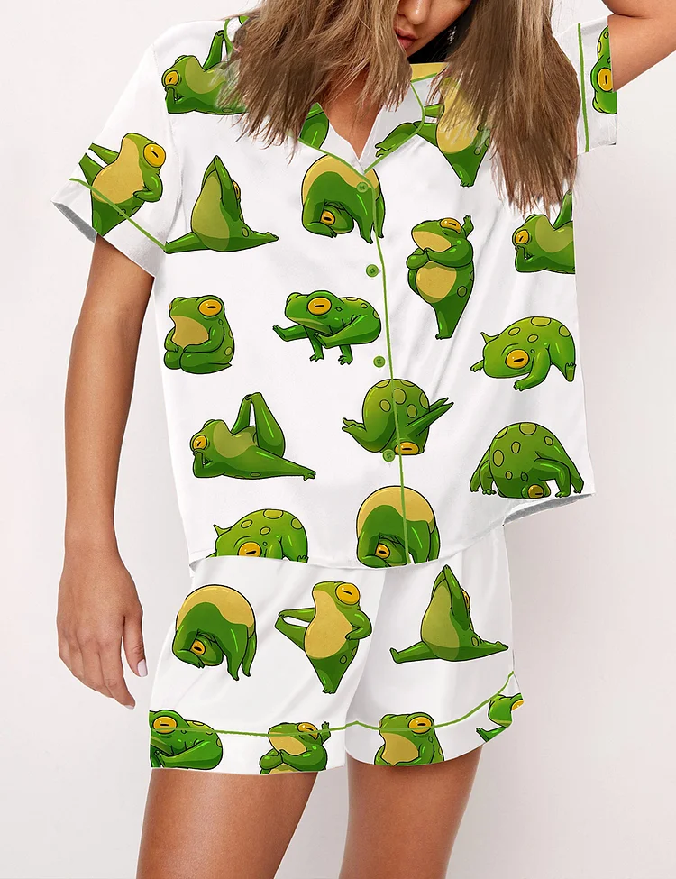 Women's Cute Yoga Frogs Pajama Set