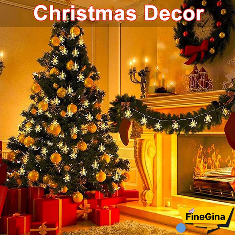 Battery Operated Snowflake Fairy String Lights For Indoor Outdoor Home Bedroom Patio Room Garden Party Xmas Christmas Tree Decorations(Battery Is Not Include)