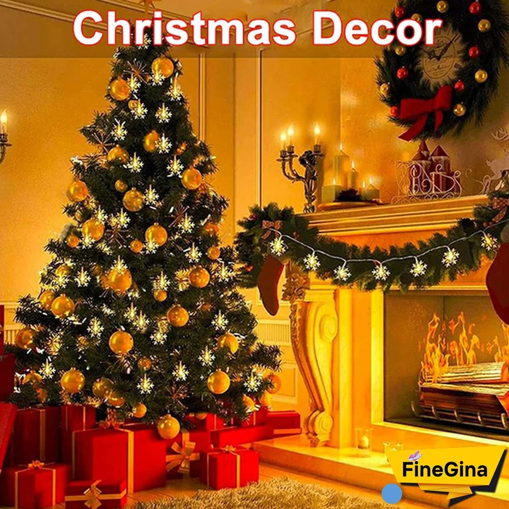 Battery Operated Snowflake Fairy String Lights For Indoor Outdoor Home Bedroom Patio Room Garden Party Xmas Christmas Tree Decorations(Battery Is Not Include)