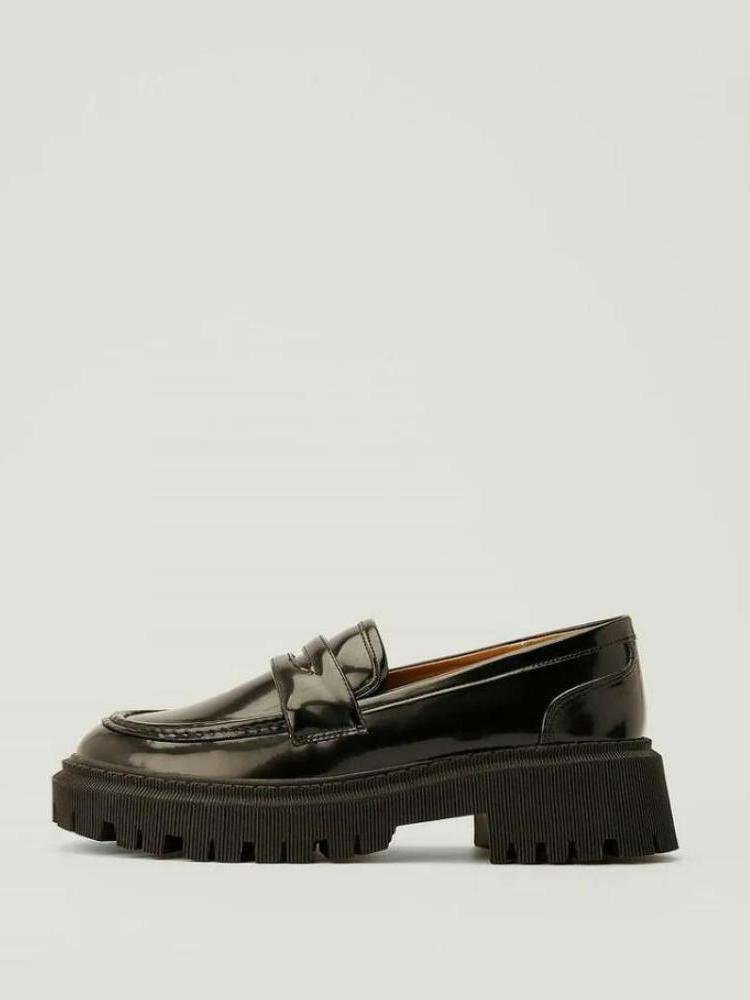 Thick Sole Patent Leather Loafers