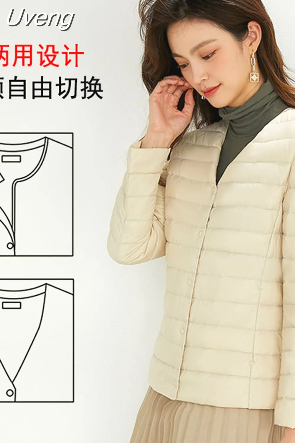 Uveng Grade 90% White Duck Down Women Ultra Lightweight Packable Line Jackets 2023 New Autumn Winter Keep Warm Puffer Coats