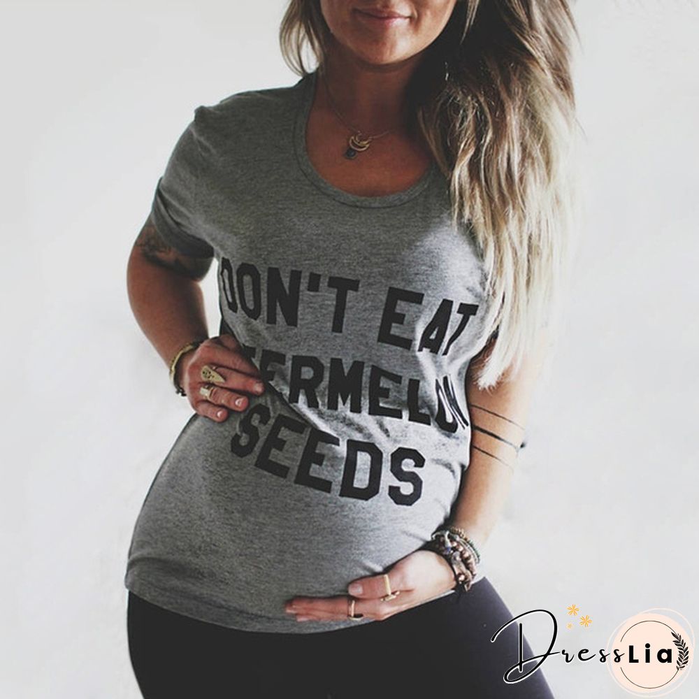 Women Summer Fashion Loose Pregnant T-Shirt Casual Funny Letter Print Top New Fashion Maternity T-shirt Blouse