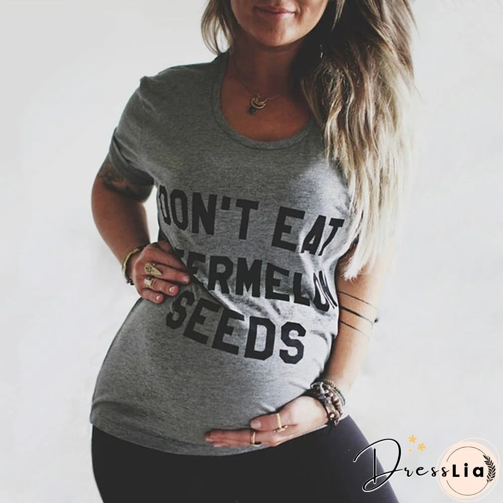 Women Summer Fashion Loose Pregnant T-Shirt Casual Funny Letter Print Top New Fashion Maternity T-shirt Blouse