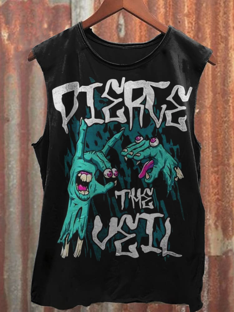 Unisex Green Two-Handed Anthropomorphic Printed Vest / Rvogue / Rvogue
