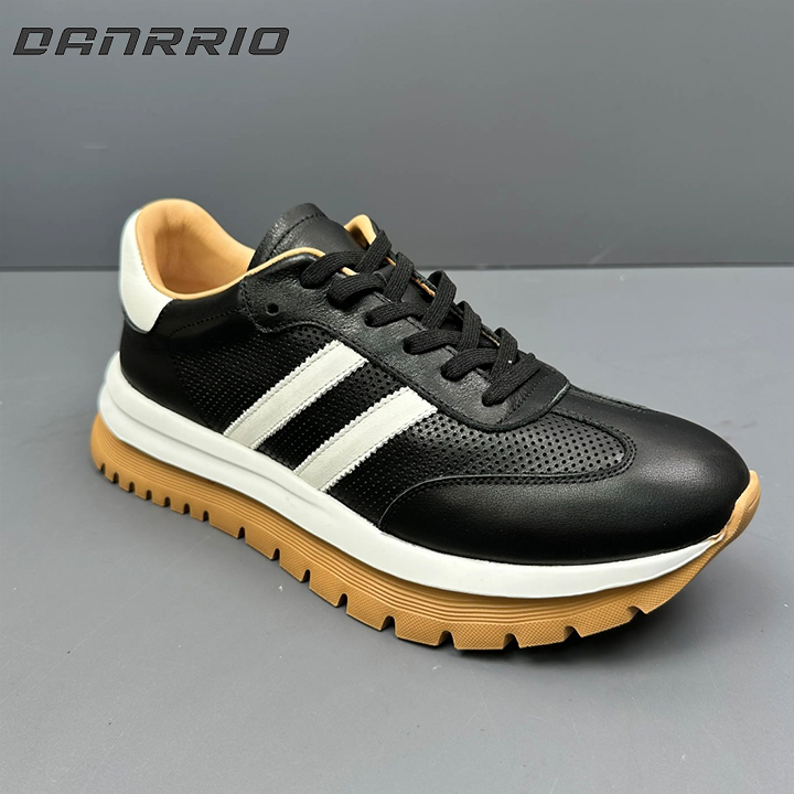 DANRRIO Handmade Retro Leather Thick Sole Hollow Breathable Casual Sneakers DANRRIO.COM DANRRIO