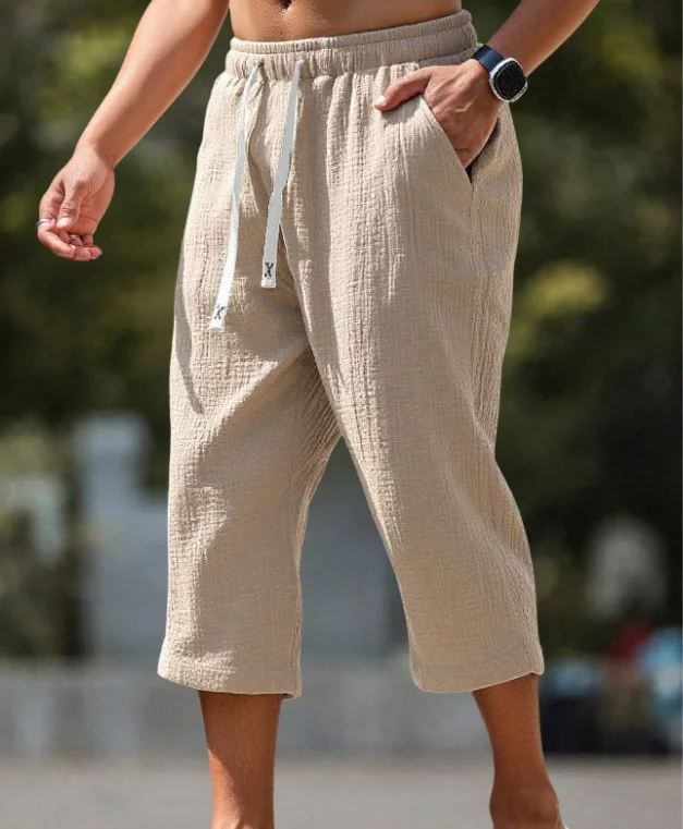 Nigikala Nigikala Men's Summer Cotton Slack Seven-Point Trousers