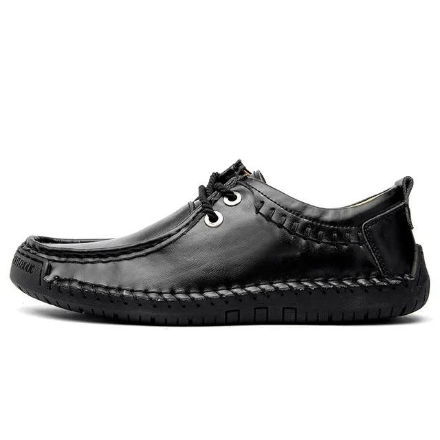 Men Comfortable Casual Genuine Leather Flats Loafers Shoes | EGEMISS