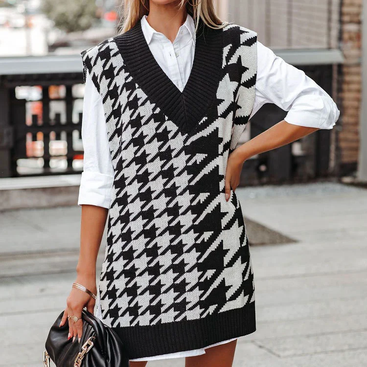 PASUXI Women's Vest Sleeveless Oversized V Neck Knit Sweater Vest Tunic Sleeveless Pullover Top huanwei