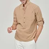 Gioiacombo&trade; Camicia Henley a maniche lunghe in cotone tinta unita da uomo