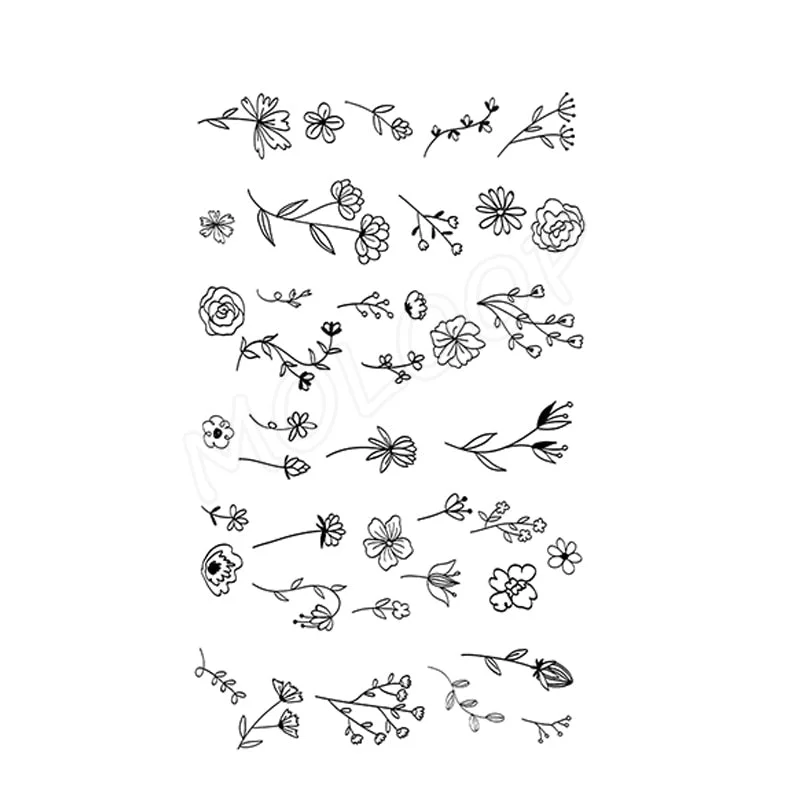 Waterproof Temporary Tattoo Stickers Black Somnus Flower Plant Small Size Tatto Flash Tatoo Fake Tattoos for Man Kid Girl Women