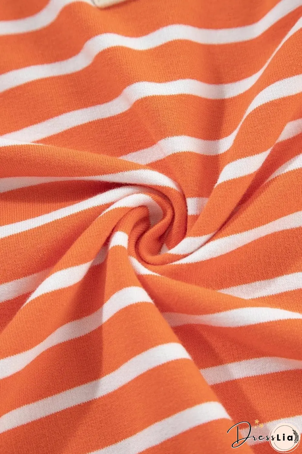 Orange Stripe Color Block Loose Fit Collared Drop Shoulder Sweatshirt