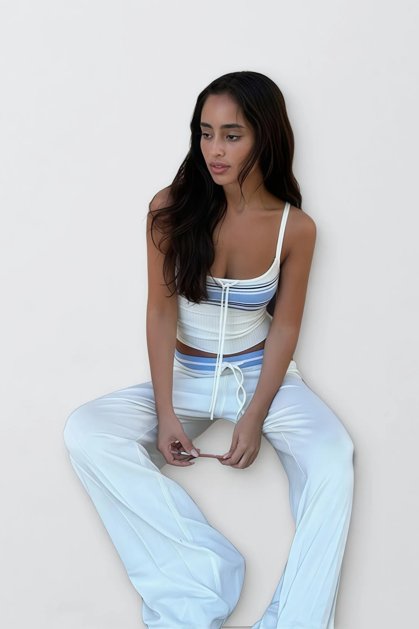 Striped Crop Top and Wide Leg Pant Set - HIGIANNA&reg;