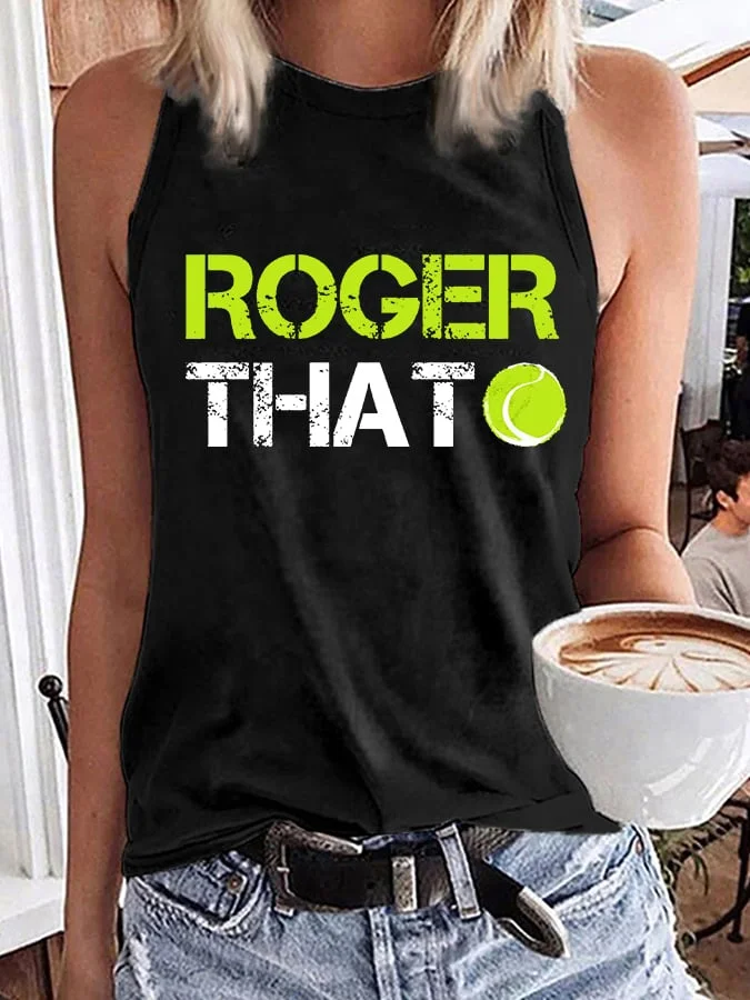 Women's The Goat RF Tennis Legend Roger That Print Casual Tank Top