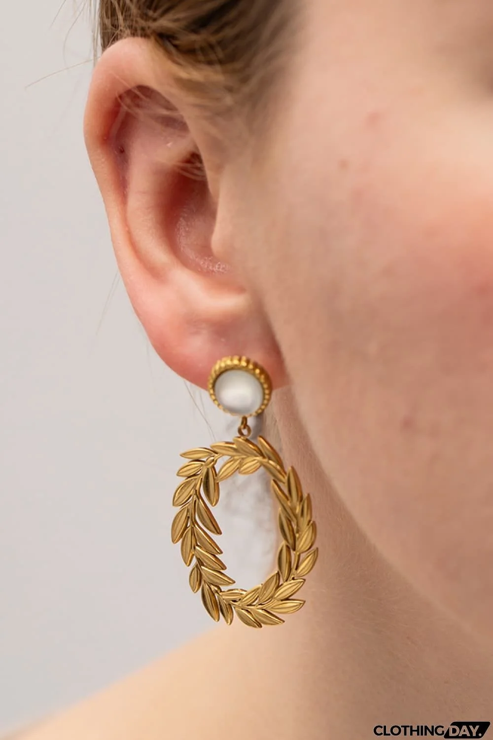 Stainless Steel Leaf-Shaped Drop Earrings