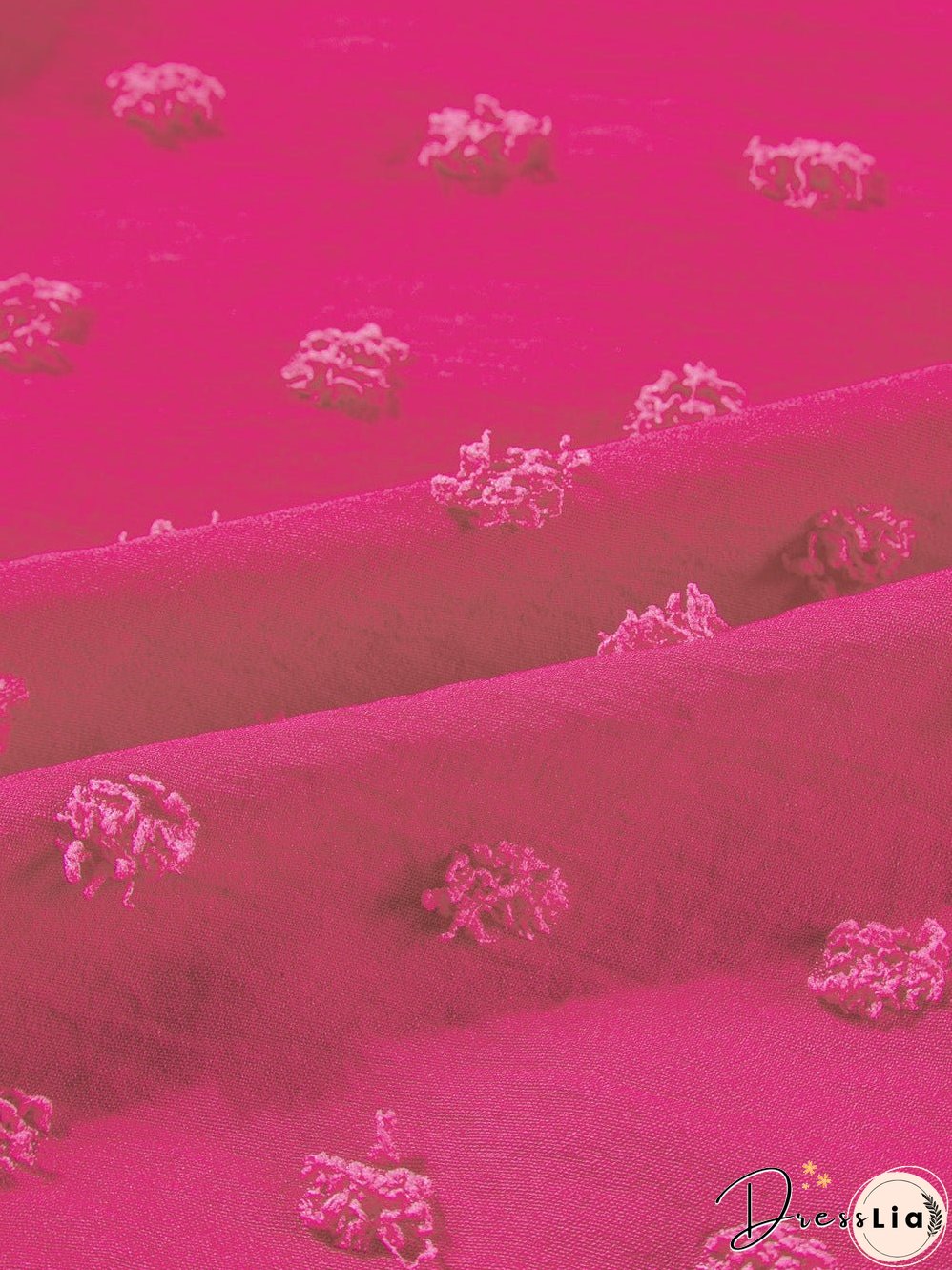 Strawberry Pink Jacquard Ruffle Sleeve Plus Size Mini Dress