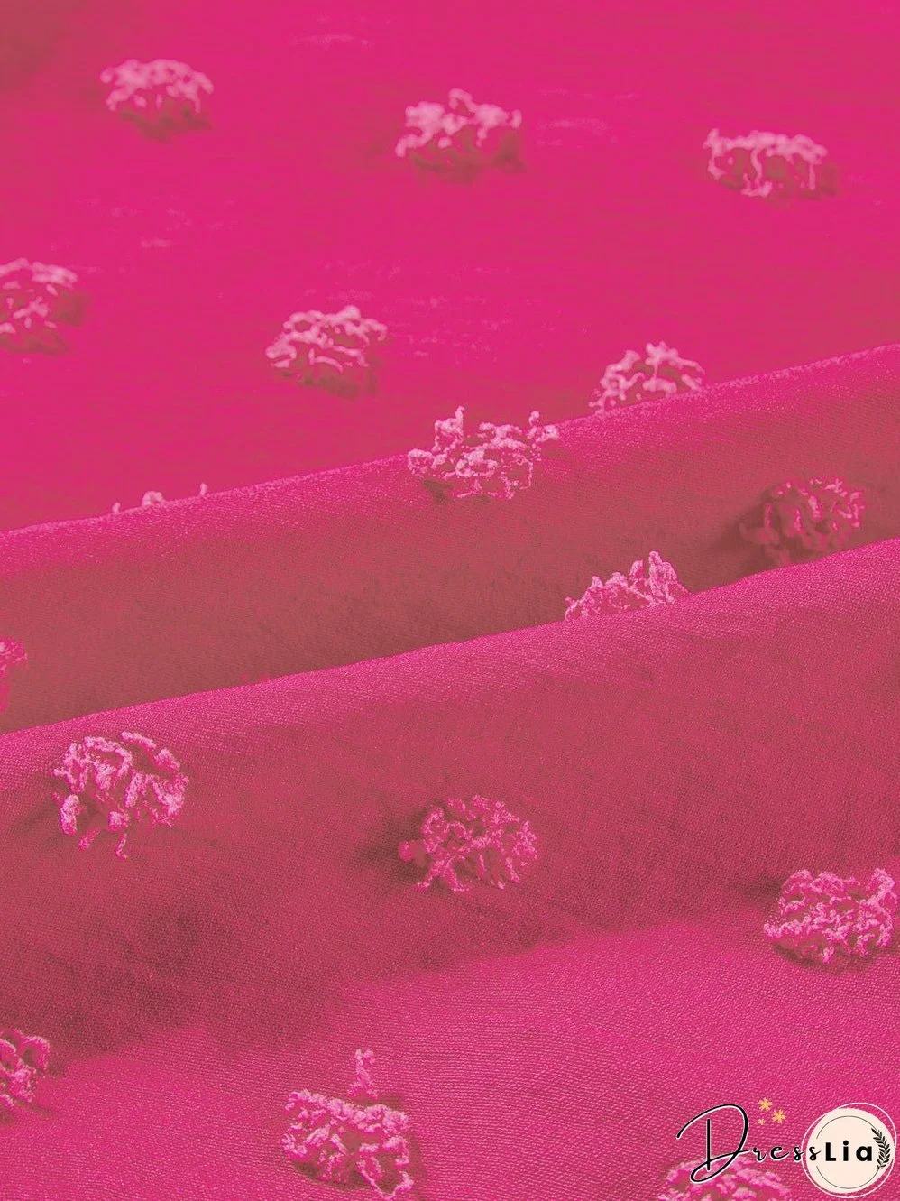 Strawberry Pink Jacquard Ruffle Sleeve Plus Size Mini Dress