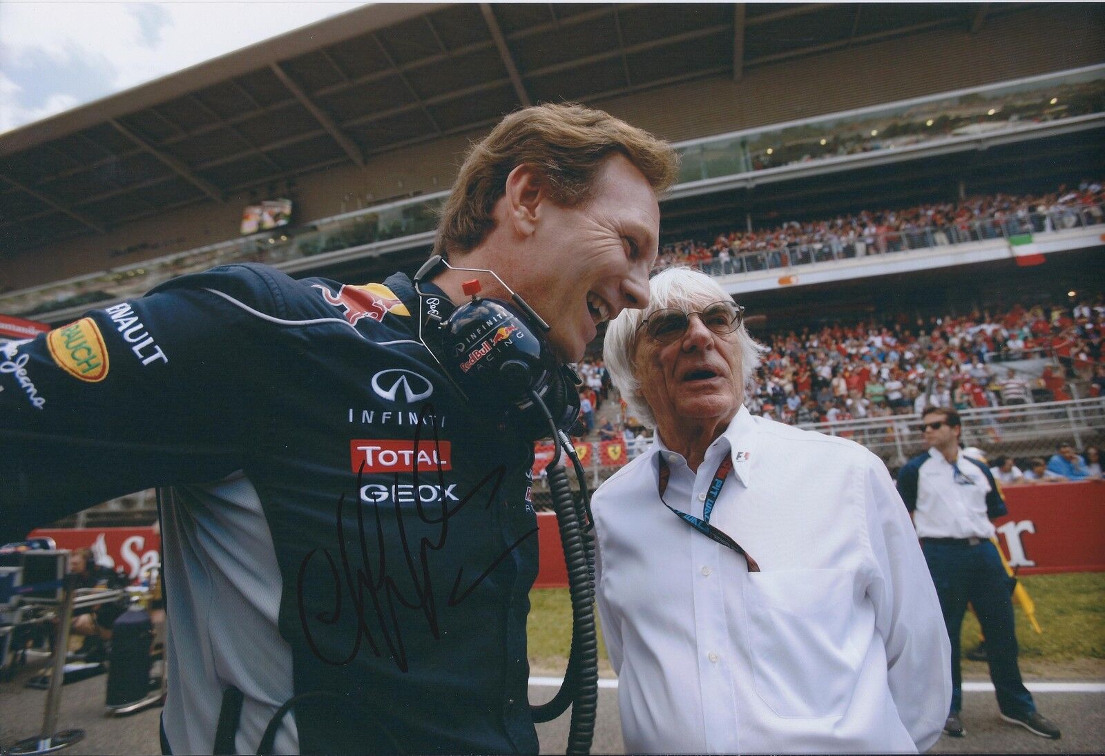 Christian Horner SIGNED Red Bull AUTOGRAPH 12x8 Photo Poster painting AFTAL COA with Ecclestone