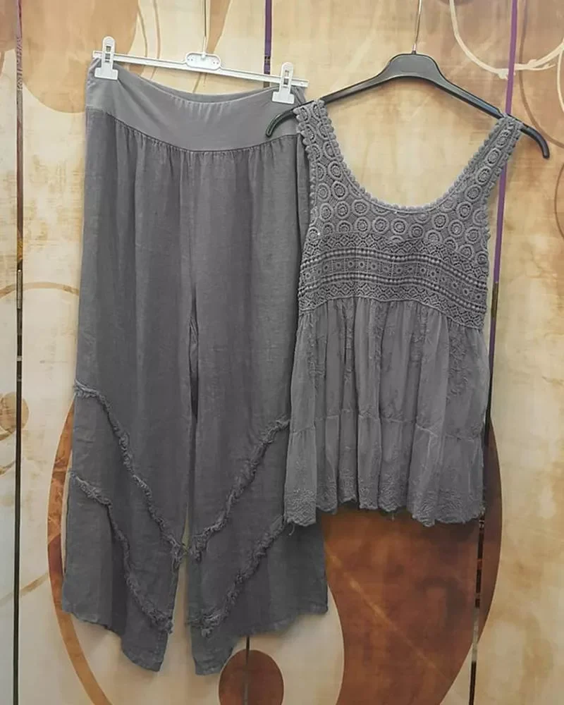 Round Collar Design Sleeveless Small Fresh Two Piece Vest