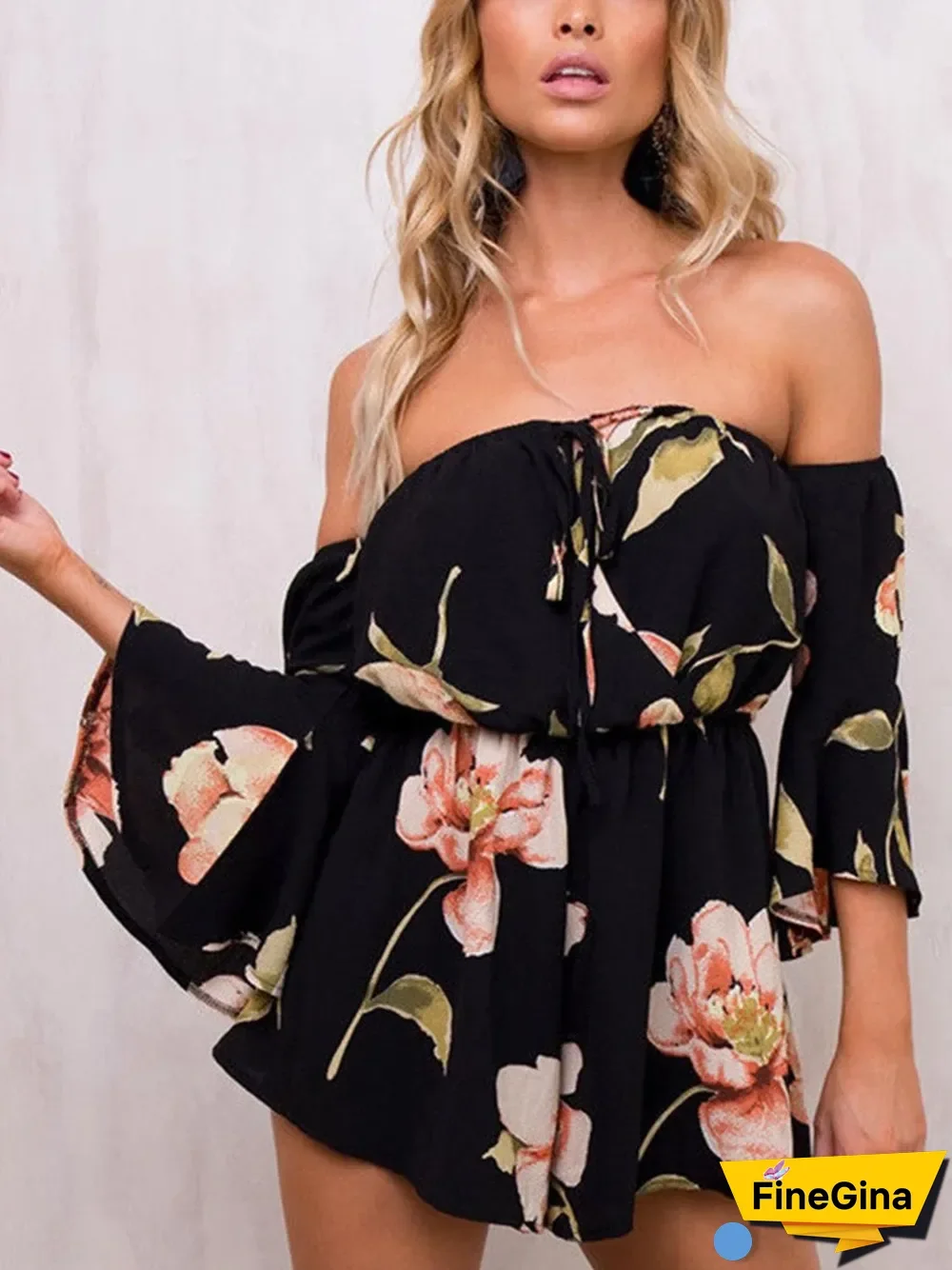 Sexy Shoulder Speaker Printing Jumpsuit P14683