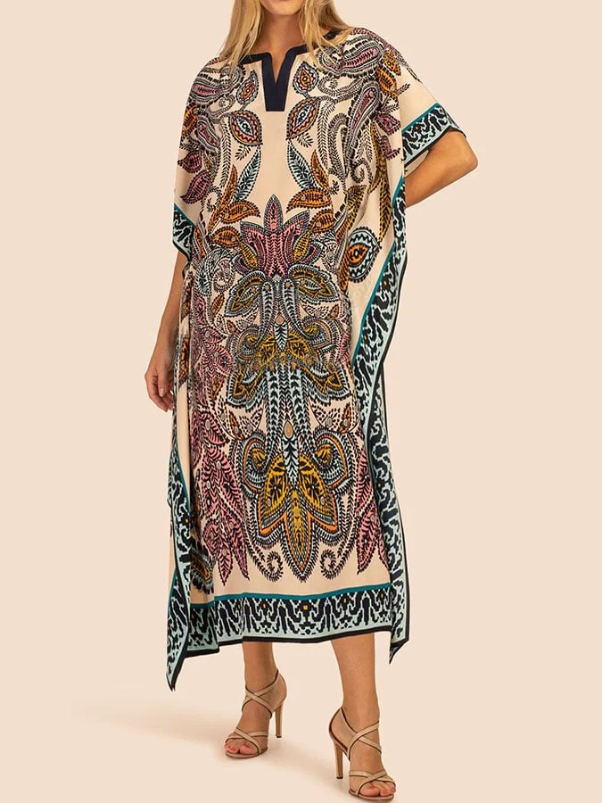 Vintage Bohemian Print Oversized Blouse